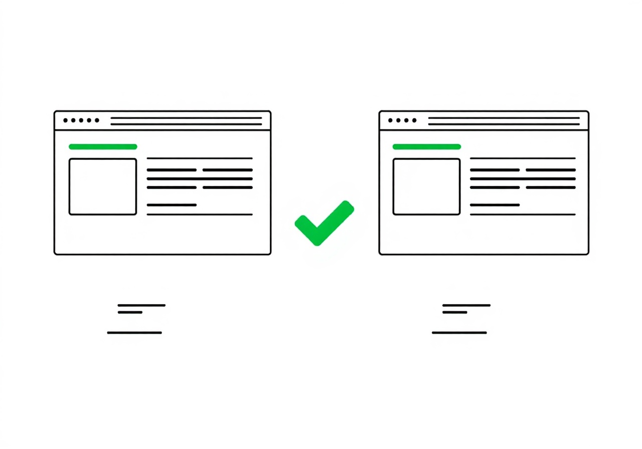 Snapshot of automated visual regression test results comparing two UI versions